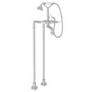 Floor Mount Tub Filler with Porcelain Triple Lever Handle and Hand Shower in Polished Chrome