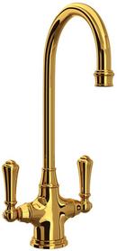 Perrin & Rowe Unlacquered Brass Two Lever Handle Bar Faucet 