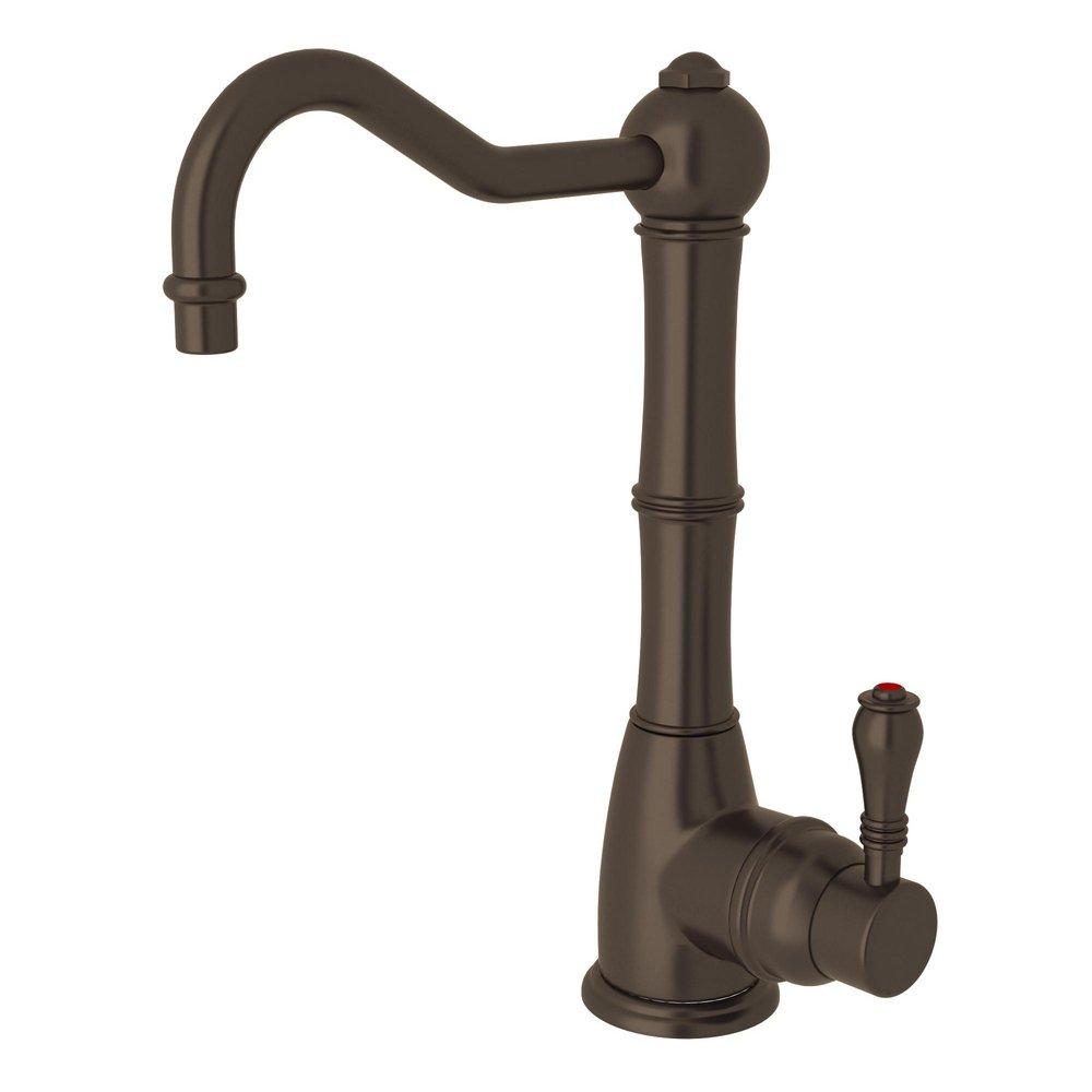 ROHL ITALIAN KITCHEN HOT WATER DISPENSER FAUCET WITH SINGLE LEVER AND COLUMN SPOUT IN TUSCAN BRASS 