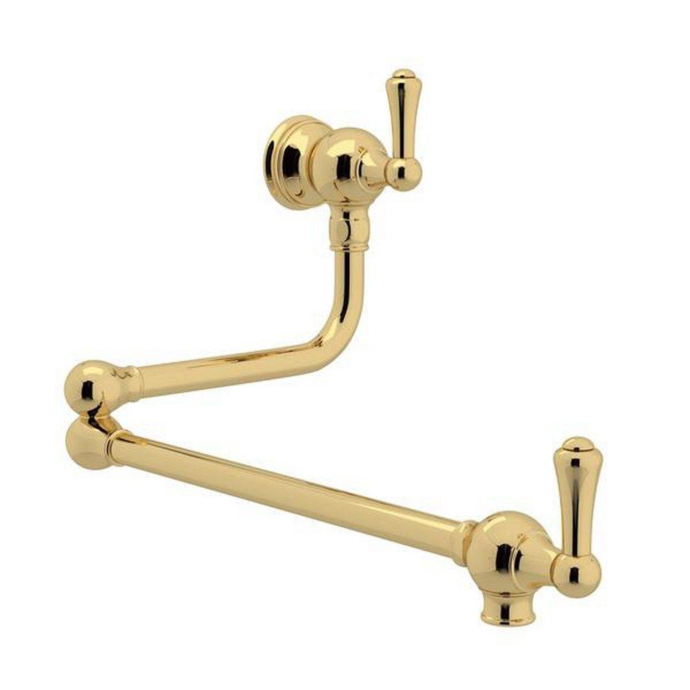 Perrin & Rowe Unlacquered Brass Two Handle Lever Pot Filler 