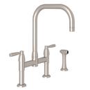 Perrin & Rowe&reg; Satin Nickel Two Handle Bridge Kitchen Faucet 