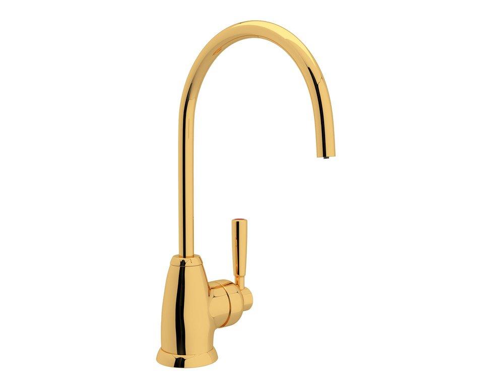 ROHL PERRIN & ROWE CONTEMPORARY KITCHEN MIMAS HOT WATER DISPENSER FAUCET WITH J SPOUT AND LEVER HANDLE IN ENGLISH GOLD 