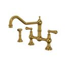 Perrin & Rowe Unlacquered Brass Bridge Kitchen Faucet 