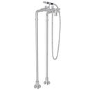 ROHL® Polished Chrome Floor Mount Tub Filler with Metal Double Cross Handle and Pillar Leg