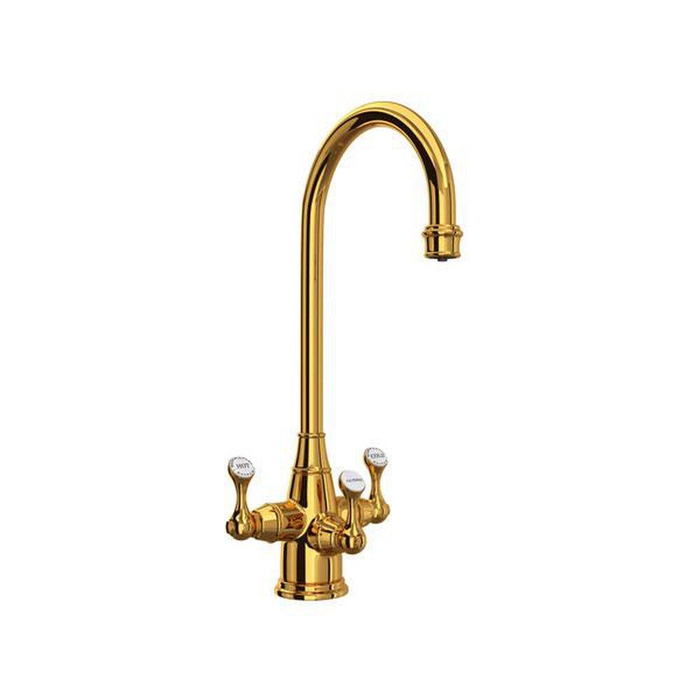 Perrin & Rowe&reg; Unlacquered Brass Three Handle Lever Water Filter Faucet 