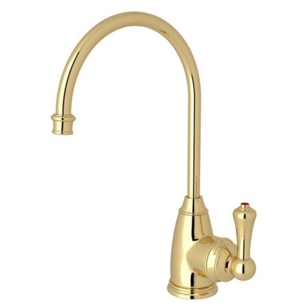 SPECIAL ORDER ONLY NON-CANCELABLE AND NON-RETURNABLE ROHL PERRIN & ROWE TRADITIONAL KITCHEN HOT WATER DISPENSER FAUCET WITH SINGLE LEVER AND J SPOUT IN UNLACQUERED BRASS 