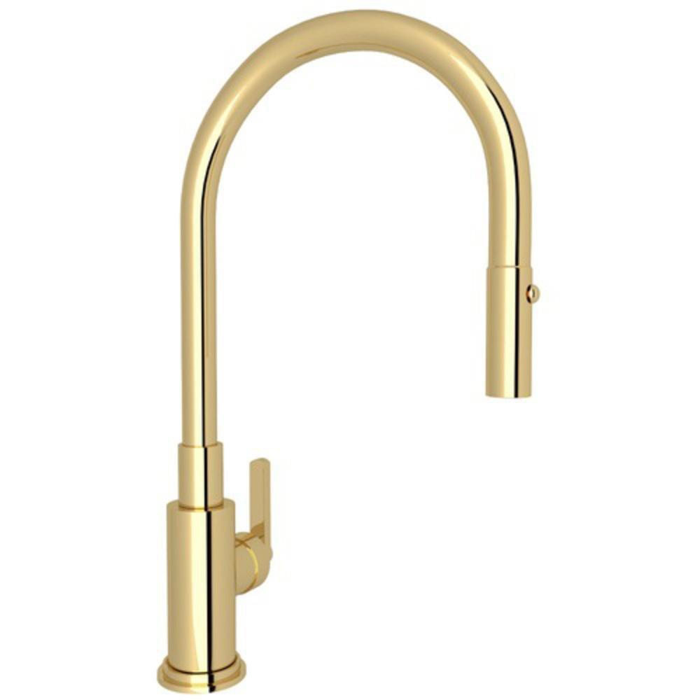 ROHL&reg; Unlacquered Brass Single Handle Pull Down Kitchen Faucet 