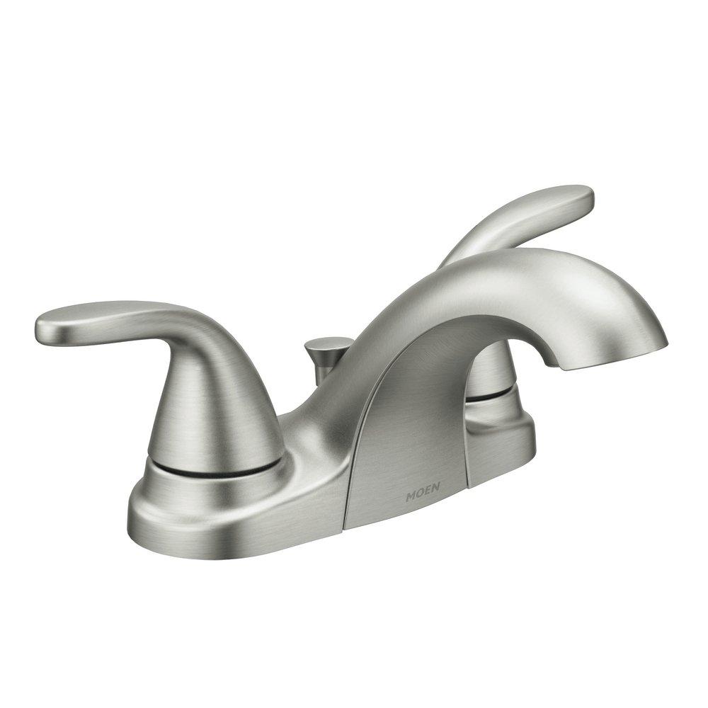 Moen Spot Resist&trade; Brushed Nickel Two Handle Centerset Bathroom Sink Faucet 