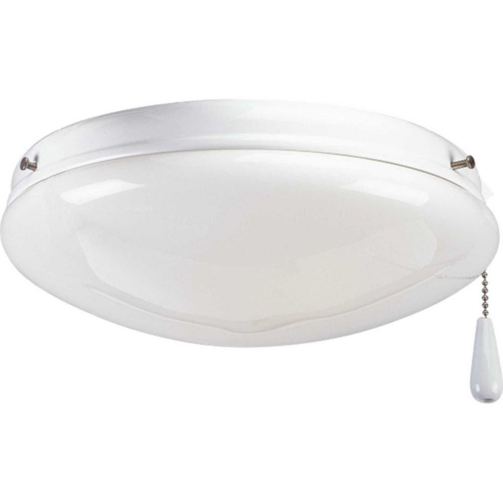 Progress Lighting White 20W 2-Light LED Ceiling Fan Light Kit with White Opal Glass 