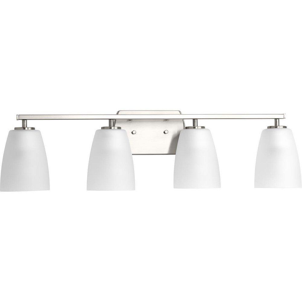 Progress Lighting Brushed Nickel 31-3/4 x 8-3/8 in. 400W 4-Light Medium E-26 Incandescent Vanity Fixture with Etched Glass 