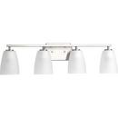 Progress Lighting Brushed Nickel 31-3/4 x 8-3/8 in. 400W 4-Light Medium E-26 Incandescent Vanity Fixture with Etched Glass 