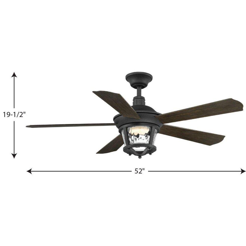 Progress Lighting Forged Black 58W 5-Blade Indoor Ceiling Fan with 52 in. Blade Span and LED Light 