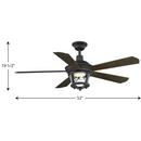 Progress Lighting Forged Black 58W 5-Blade Indoor Ceiling Fan with 52 in. Blade Span and LED Light 