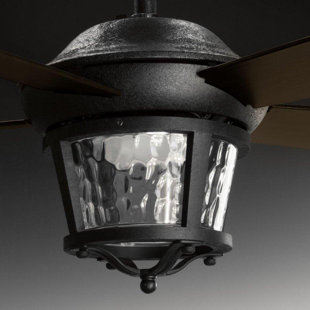 Progress Lighting Forged Black 58W 5-Blade Indoor Ceiling Fan with 52 in. Blade Span and LED Light 