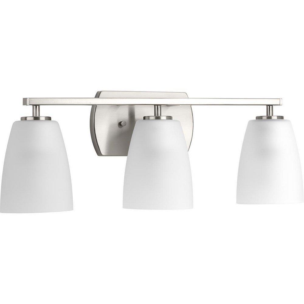 Progress Lighting Brushed Nickel 22-7/8 x 8-3/8 in. 300W 3-Light Medium E-26 Incandescent Vanity Fixture with Etched Glass 