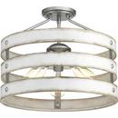 Progress Lighting Galvanized 13-1/2 in. 225W 1-Light Incandescent Semi-Flush Mount or Convertible Ceiling Fixture with Antique White Glass 