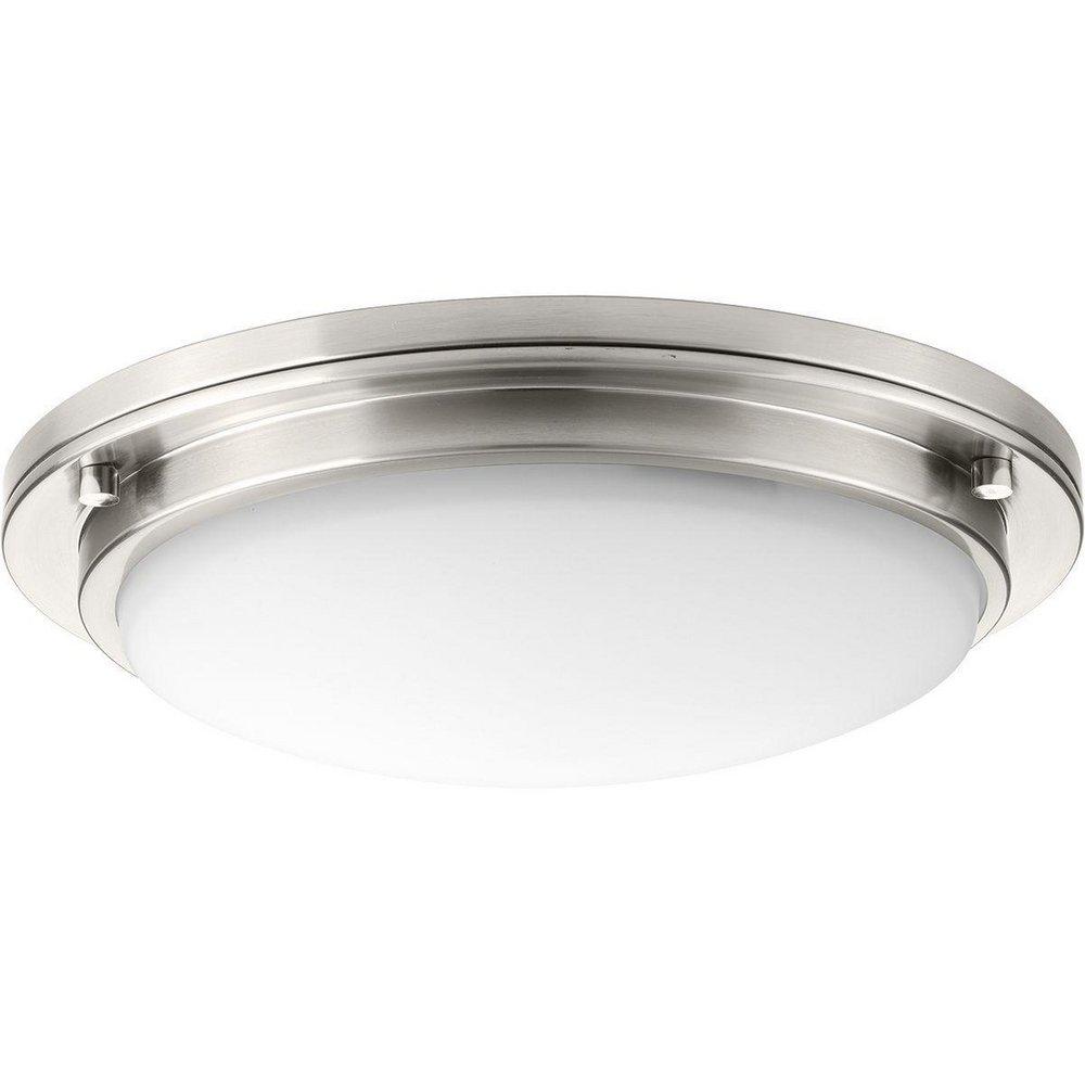 Progress Lighting Brushed Nickel 15 in. 28.3W 120/277V 3000 Kelvin 1660 Lumens LED Flush Mount Ceiling Fixture 