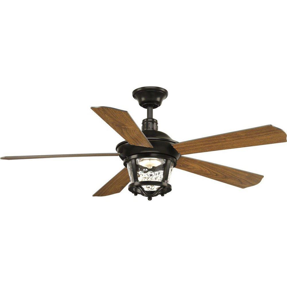 Progress Lighting Antique Bronze 58W 5-Blade Indoor Ceiling Fan with 52 in. Blade Span and LED Light 