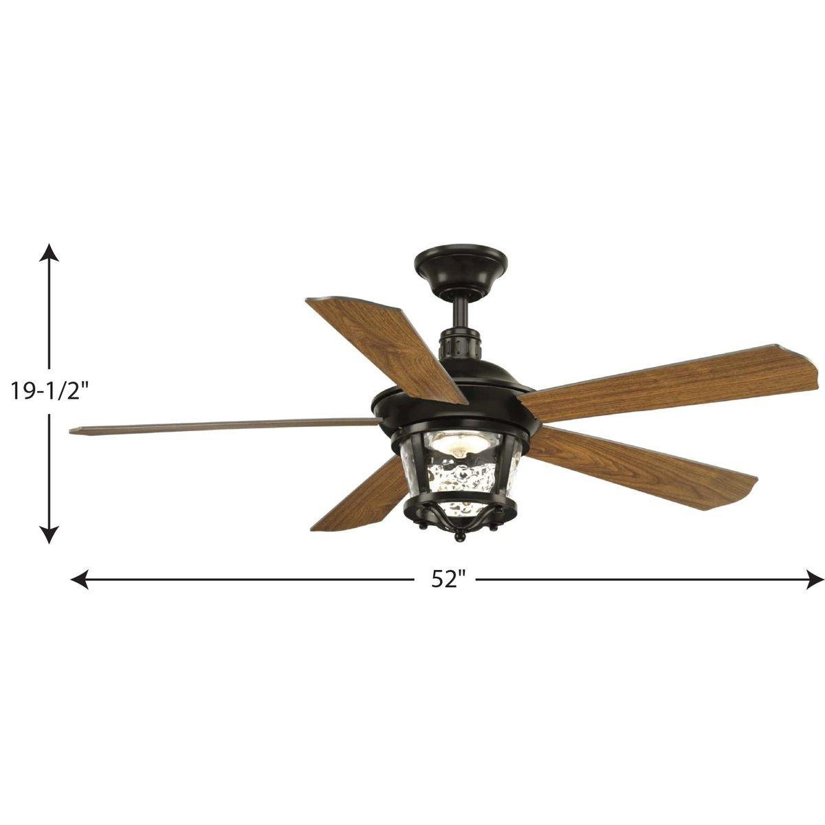 Progress Lighting Antique Bronze 58W 5-Blade Indoor Ceiling Fan with 52 in. Blade Span and LED Light 