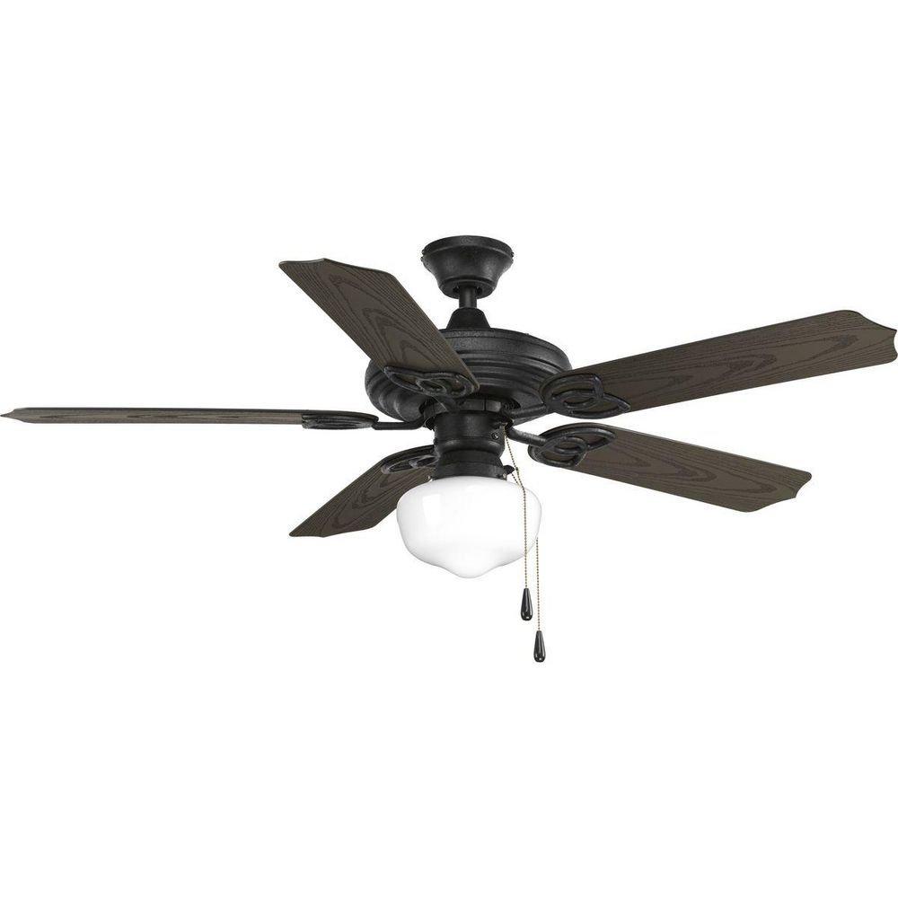 Progress Lighting Black 10W 1-Light LED Ceiling Fan Light Kit with White Opal Glass 
