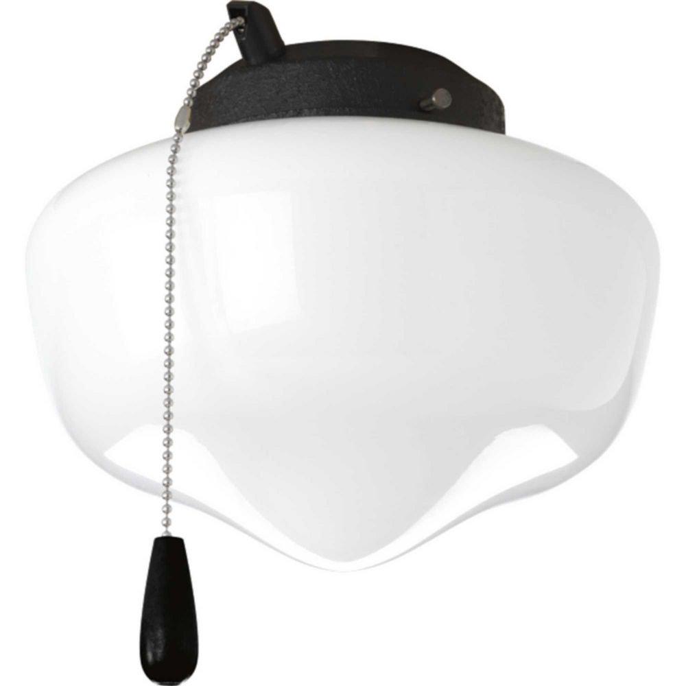 Progress Lighting Black 10W 1-Light LED Ceiling Fan Light Kit with White Opal Glass 