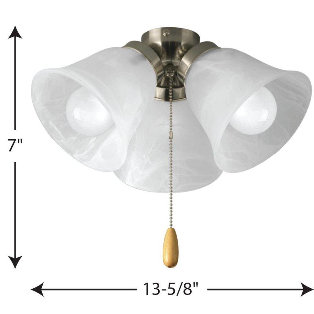 Progress Lighting Brushed Nickel 19.5W 3-Light Medium E-26 LED Ceiling Fan Light Kit 