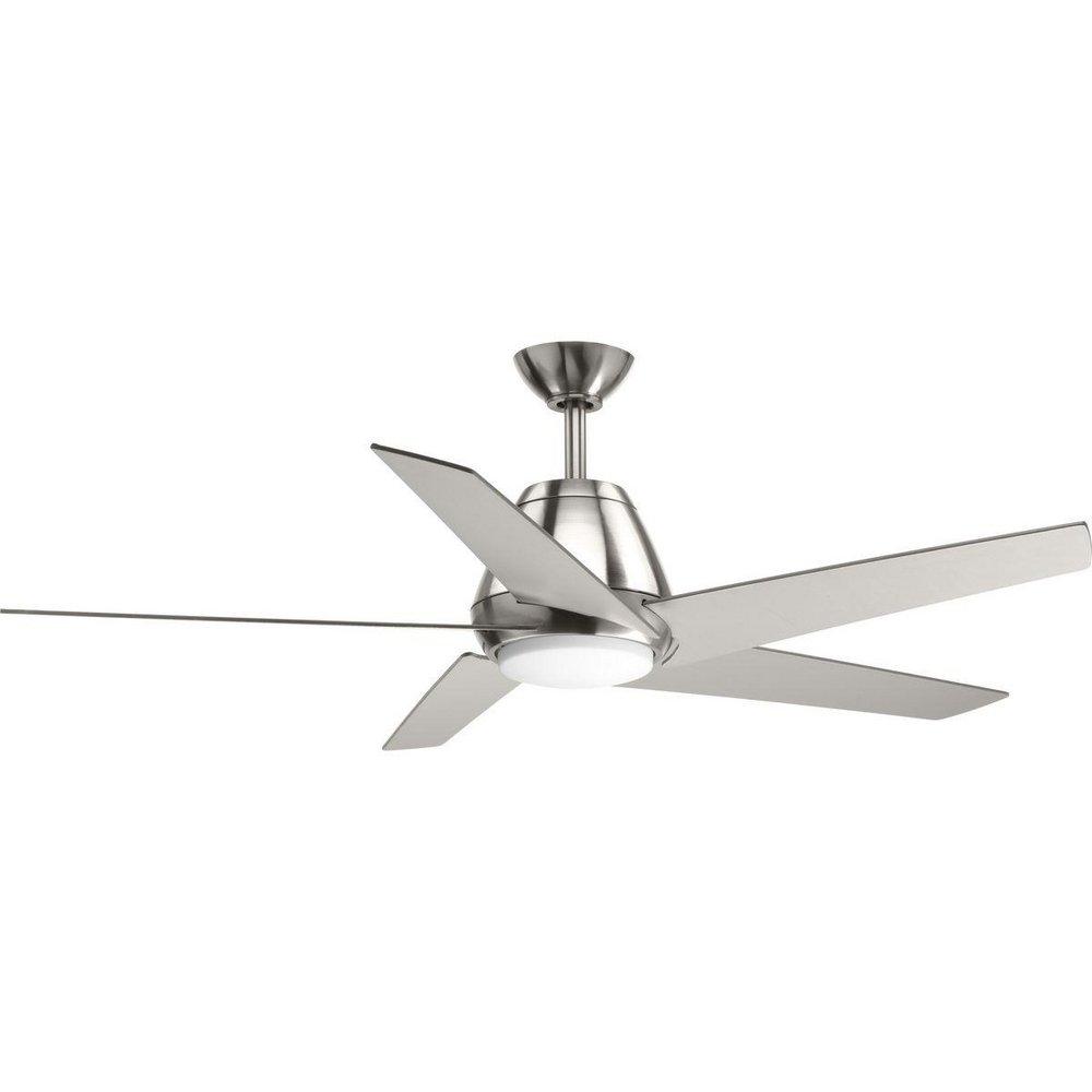 Progress Lighting Brushed Nickel 54 in. 18W 5-blade 1-Light Ceiling Fan 