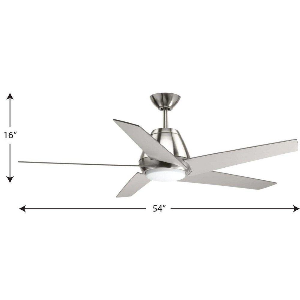 Progress Lighting Brushed Nickel 54 in. 18W 5-blade 1-Light Ceiling Fan 