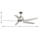 Progress Lighting Brushed Nickel 54 in. 18W 5-blade 1-Light Ceiling Fan 