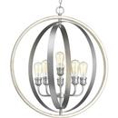 Progress Lighting Galvanized 28 in. 360W 6-Light Medium E-26 Incandescent Pendant Light 