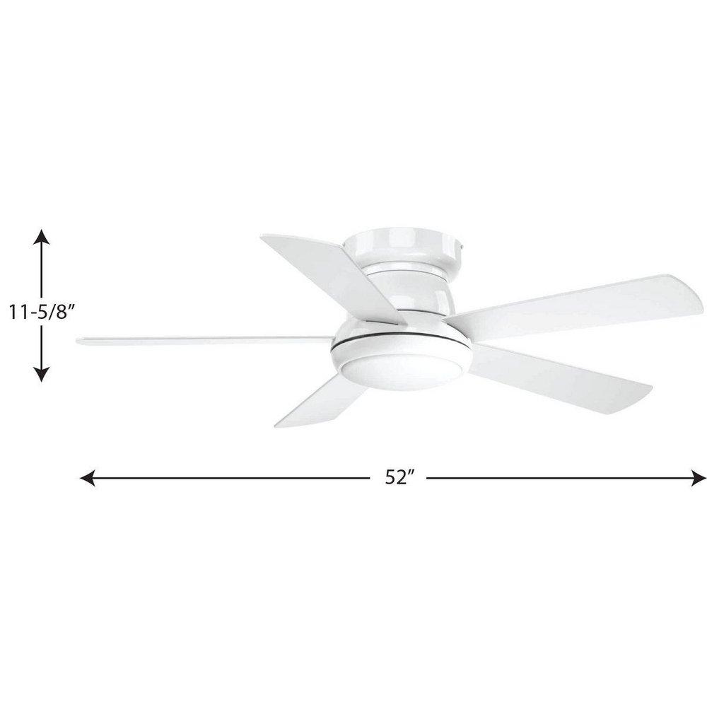 Progress Lighting White 62W 5-Blade Ceiling Fan with 52 in. Blade Span and LED Light 