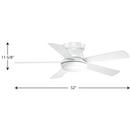 Progress Lighting White 62W 5-Blade Ceiling Fan with 52 in. Blade Span and LED Light 