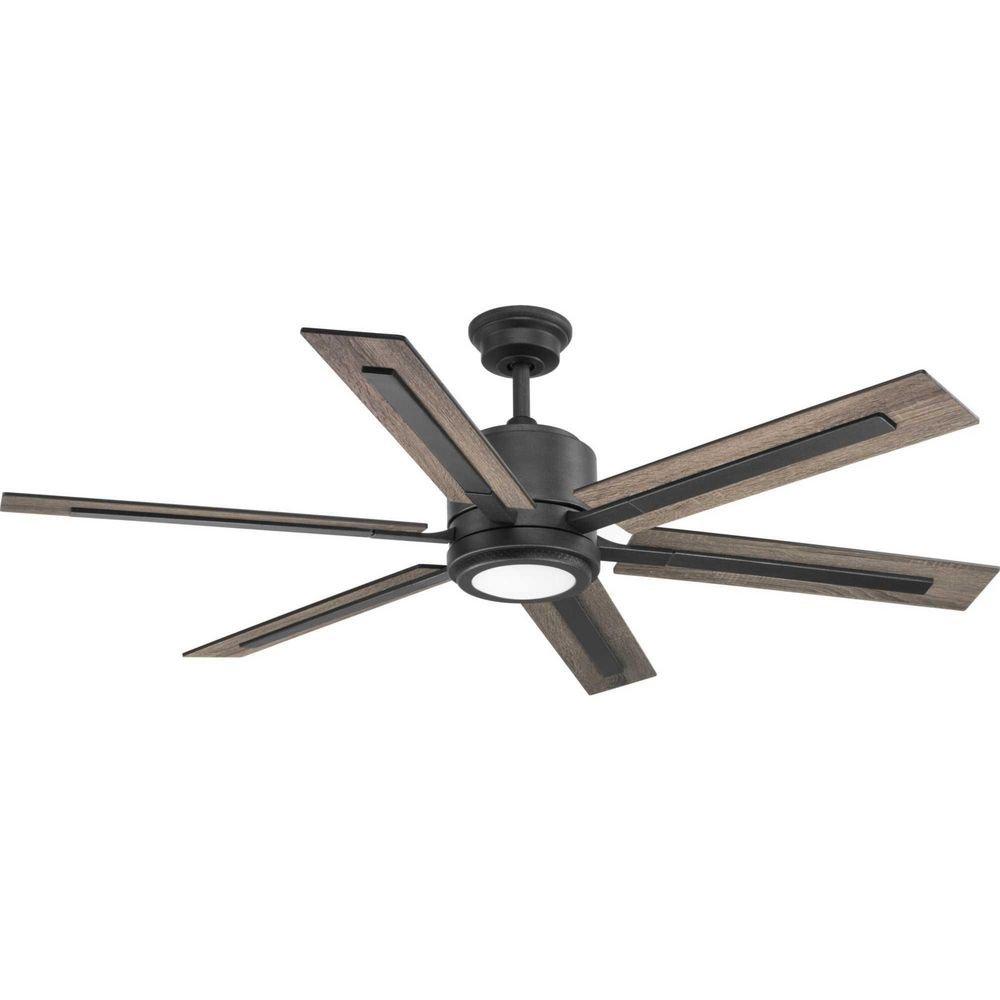Progress Lighting Gilded Iron 17-1/8 in. 17W 6-Blade Ceiling Fan with 60 in. Blade Span and LED Light 