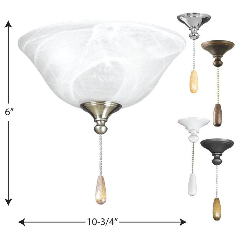 Progress Lighting Unfinished 20W 2-Light LED Ceiling Fan Light Kit with Alabaster 