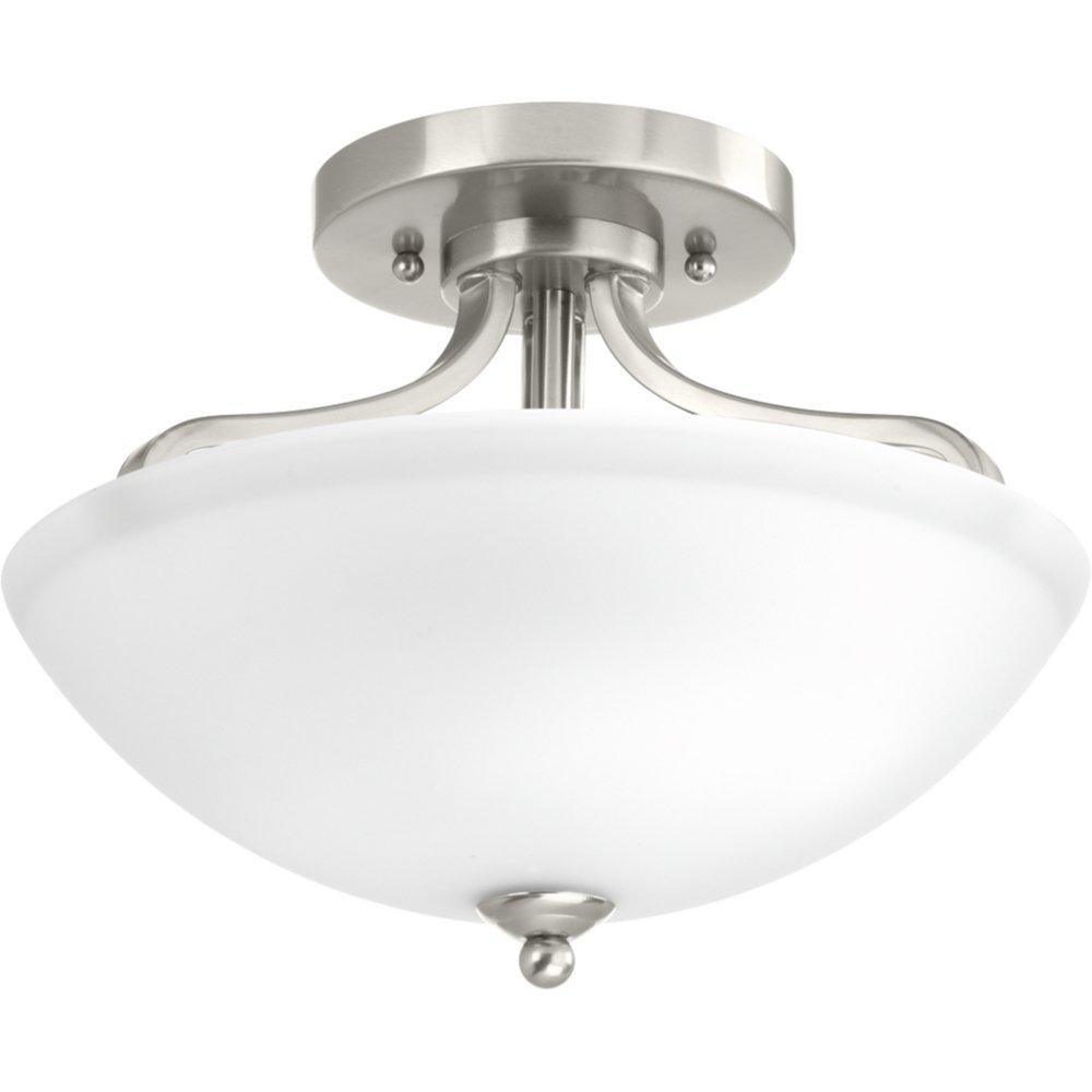 Progress Lighting Brushed Nickel 100W 2-Light Medium E-26 Incandescent Semi-Flush Mount Ceiling Fixture 