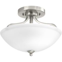 100W 2-Light Semi-Flush Mount Ceiling Fixture with Medium E-26 Base in Brushed Nickel
