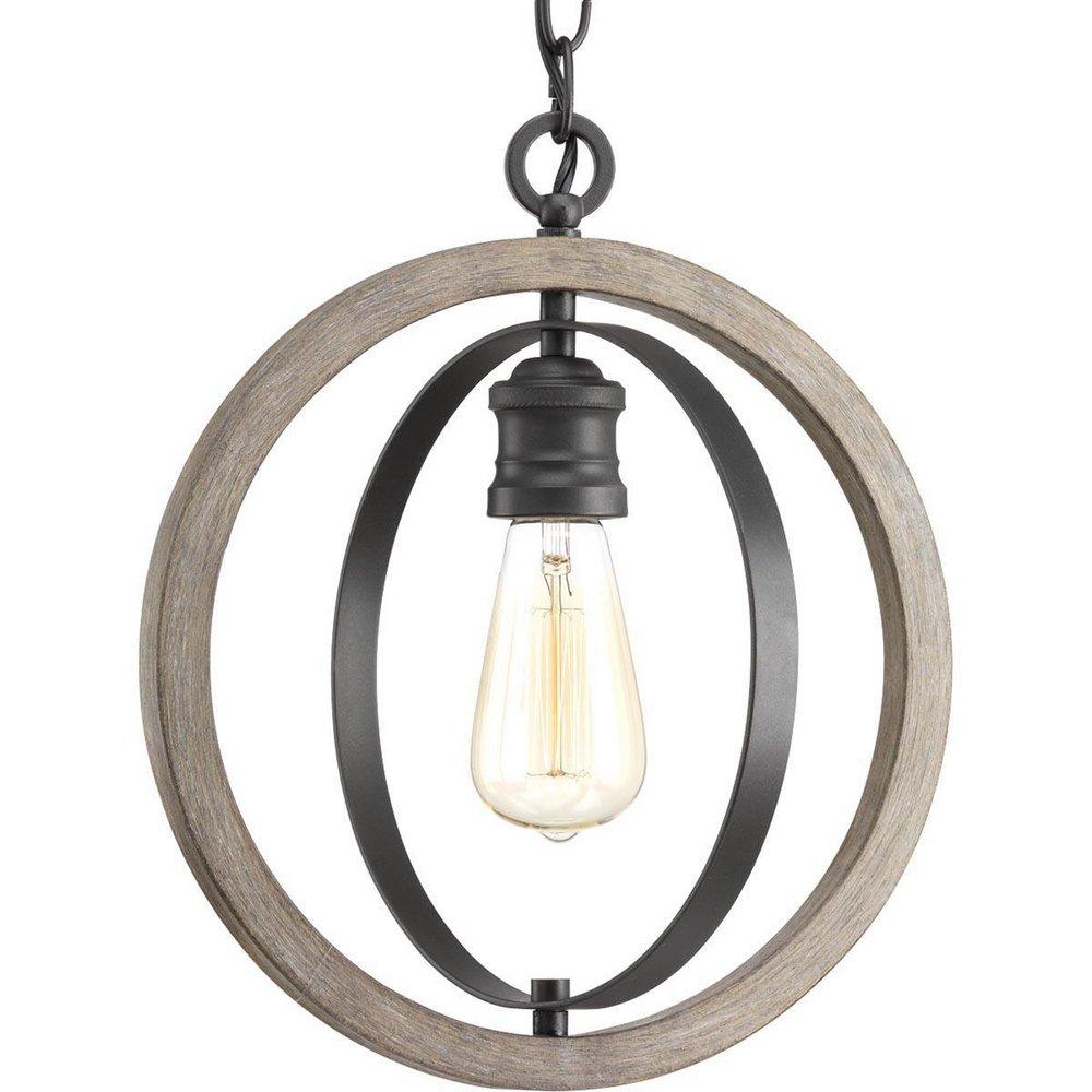Progress Lighting Graphite 12 in. 60W 1-Light Medium E-26 Incandescent Pendant Light 