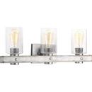 24 x 8-1/2 in. 180W 3-Light Medium E-26 Incandescent Vanity Fixture with Clear Glass in Galvanized