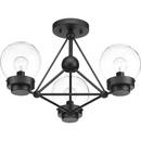 Progress Lighting Black 60W 3-Light Candelabra E-12 Incandescent Semi-Flush Mount Ceiling Fixture 