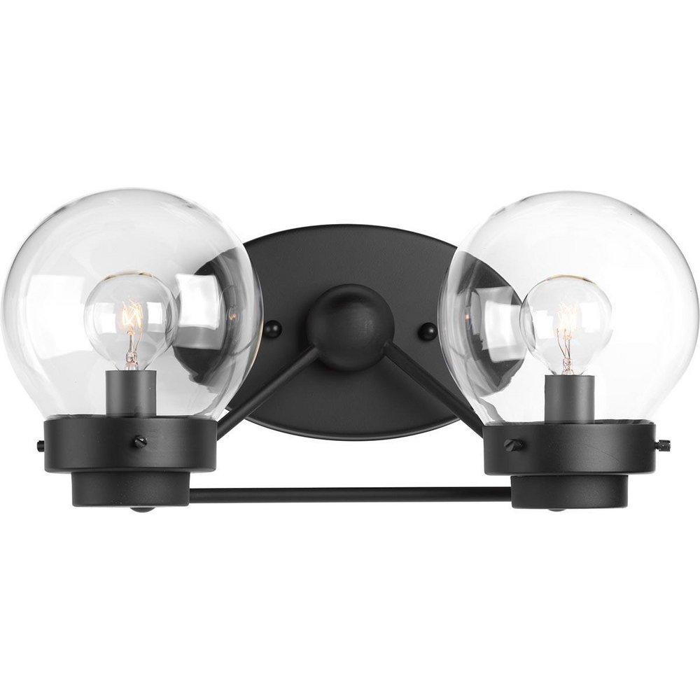 Progress Lighting Black 60W 2-Light Candelabra E-12 Incandescent Vanity Fixture 