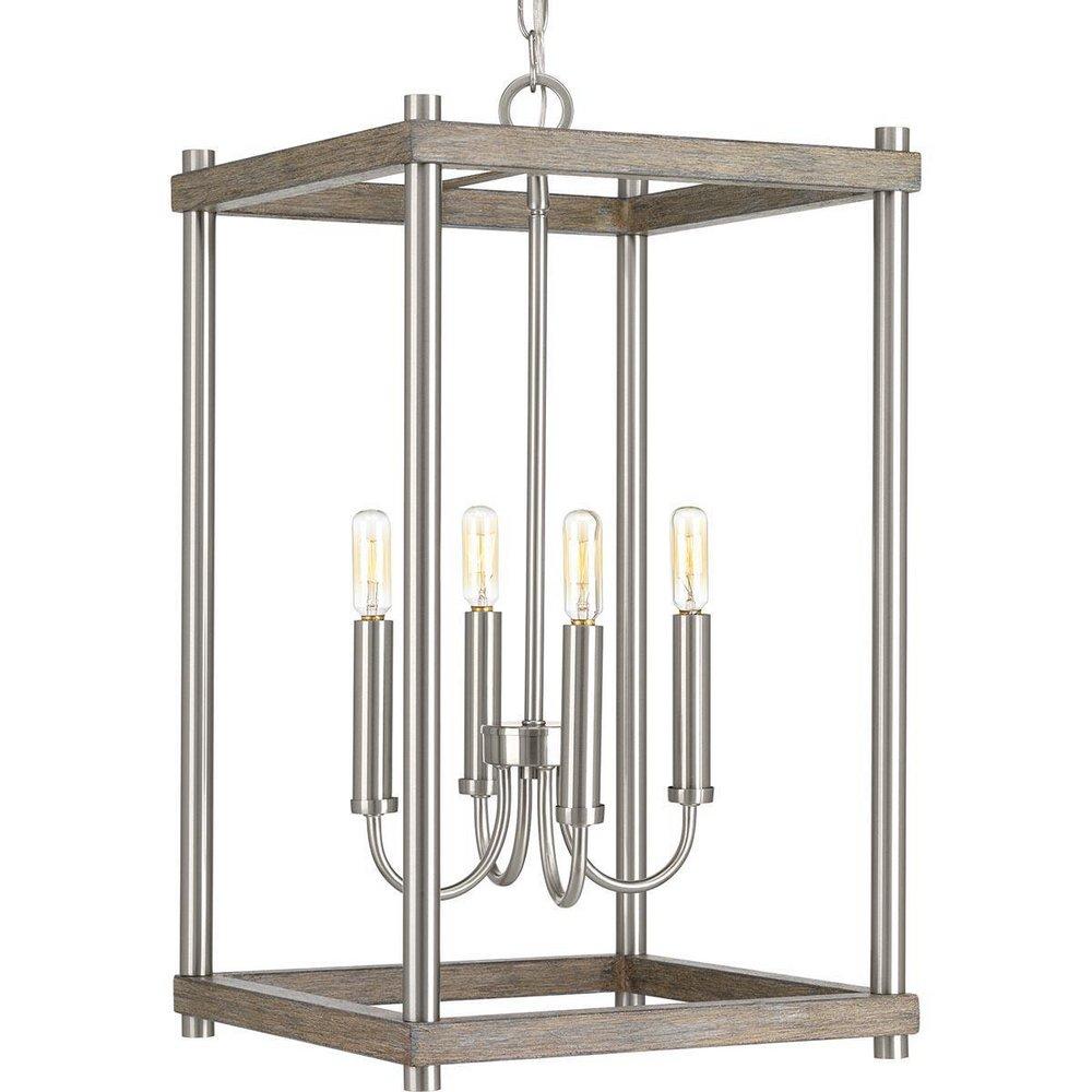Progress Lighting Brushed Nickel 240W 4-Light Candelabra E-12 Incandescent Pendant 