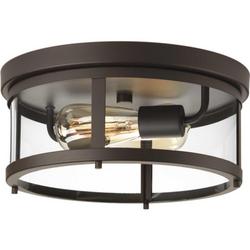 75W 2-Light Medium E-26 Incandescent Outdoor Ceiling Fixture in Antique Bronze