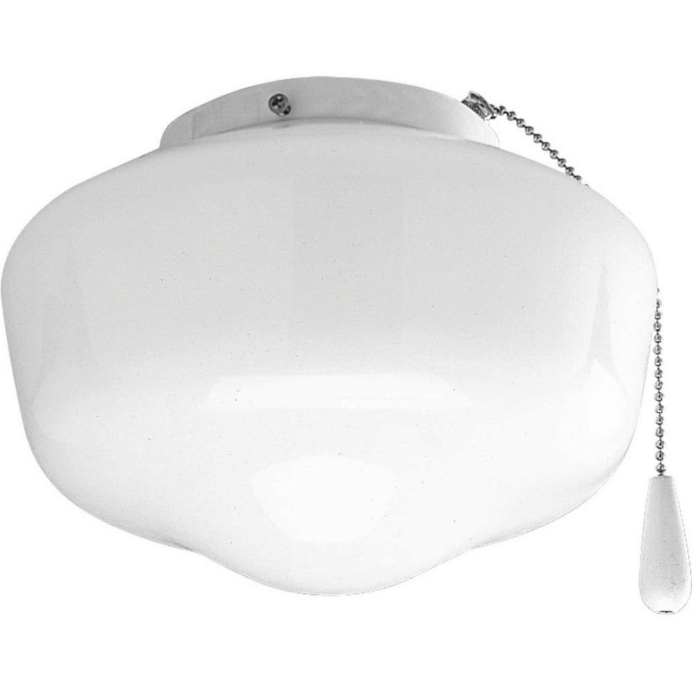 Progress Lighting White 10W 1-Light LED Ceiling Fan Light Kit with White Opal Glass 