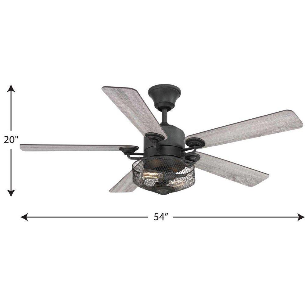 Progress Lighting Gilded Iron 64W 5-Blade Indoor Ceiling Fan with 54 in. Blade Span and LED Light 