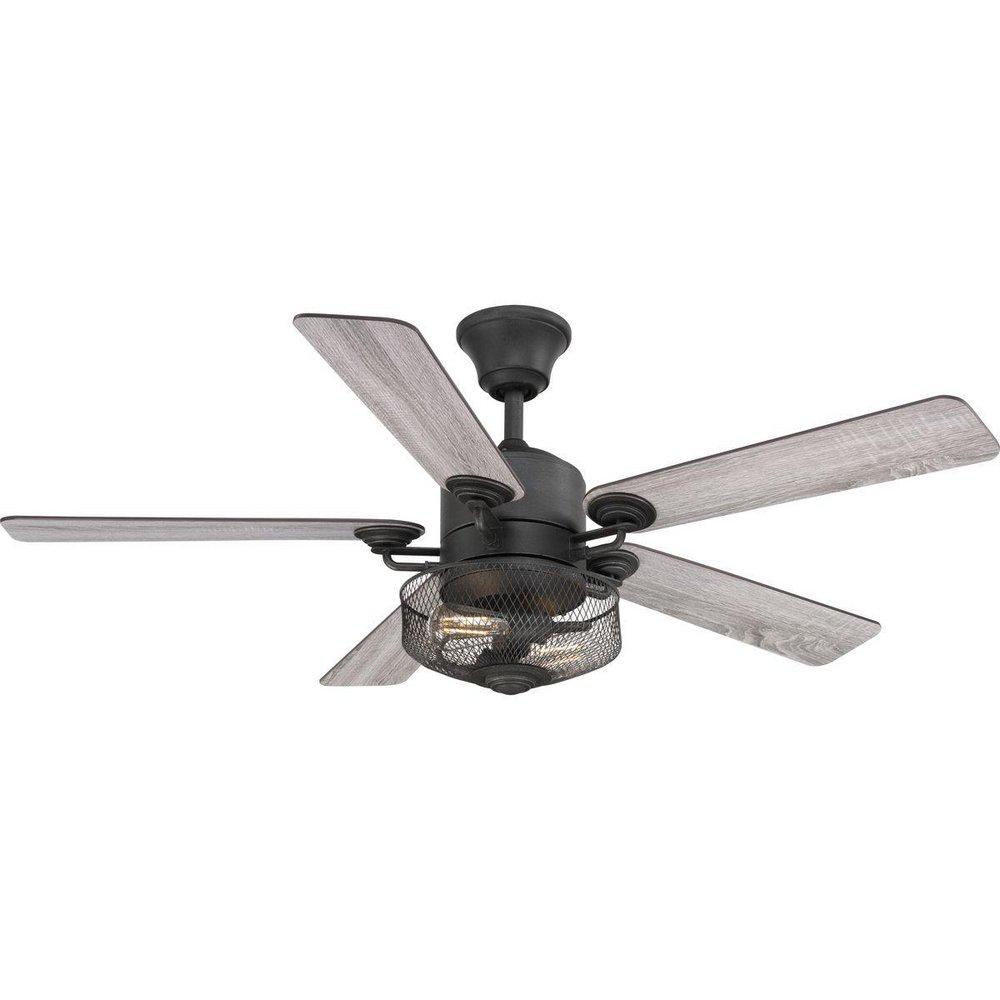 Progress Lighting Gilded Iron 64W 5-Blade Indoor Ceiling Fan with 54 in. Blade Span and LED Light 