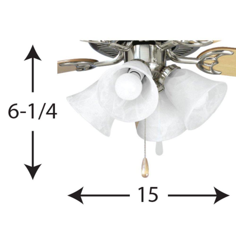 Progress Lighting Brushed Nickel 40W 4-Light LED Ceiling Fan Light Kit with White Alabaster Glass 