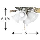 Progress Lighting Brushed Nickel 40W 4-Light LED Ceiling Fan Light Kit with White Alabaster Glass 