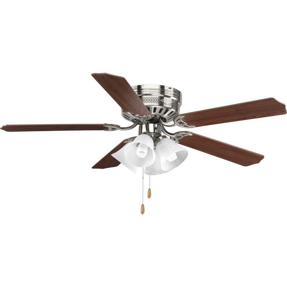 Progress Lighting Brushed Nickel 40W 4-Light LED Ceiling Fan Light Kit with White Alabaster Glass 