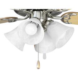 40W 4-Light LED Ceiling Fan Light Kit with White Alabaster Glass in Brushed Nickel