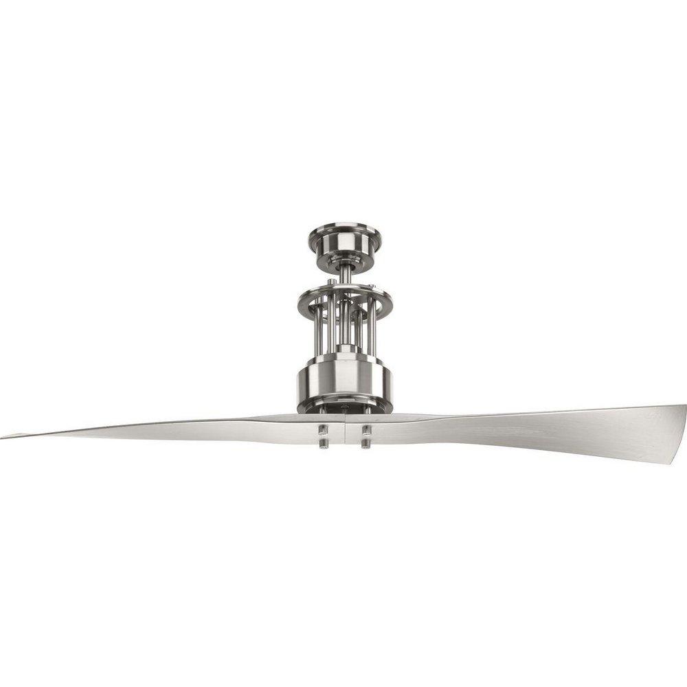 Progress Lighting Brushed Nickel 2 -Blade Ceiling Fan with 56 in. Blade Span 